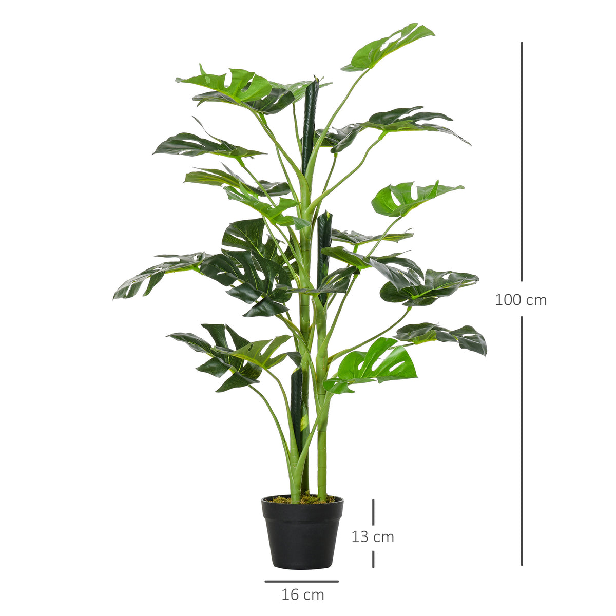 100cm/3.3FT Artificial Monstera Tree Decorative Cheese Plant 21 Leaves with Nursery Pot, Fake Tropical Palm Tree for Indoor Décor