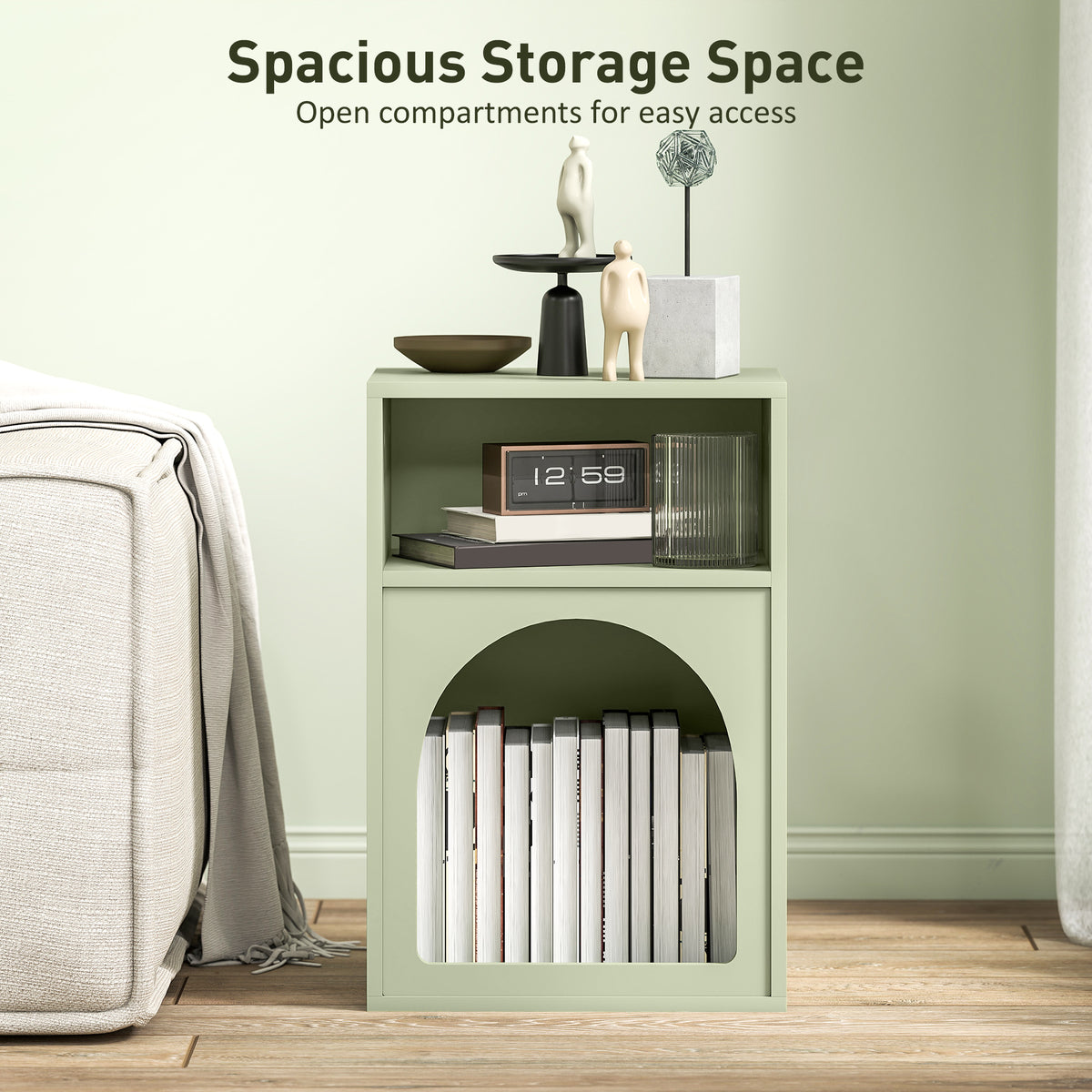 Bedside Table with 2 Open Compartments