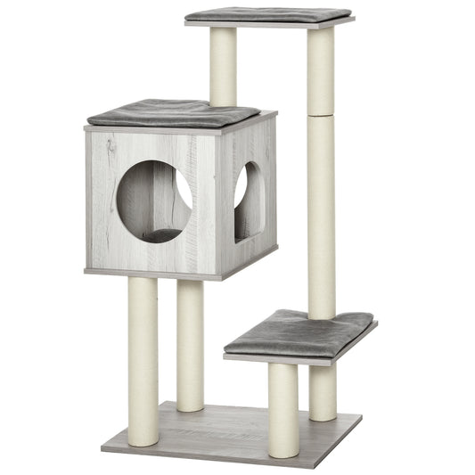 Cat Tree for Indoor Large Cats 113cm Kitten Tower Condo Jute Scratching Post Kitten Play House Activity Center Furniture