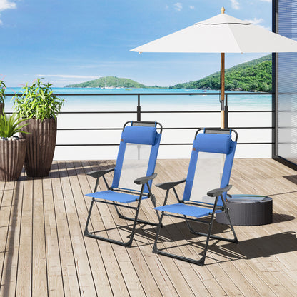 Folding Garden Chairs Set of 2, 5-Position Recliner Camping Chair with High Back, All Weather Texteline Seat, Portable Outdoor Dining Chairs with Headrests for Patio, Picnic
