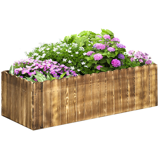 109L Raised Garden Bed, Wooden Rectangle Planter Box, Outdoor Herb Vegetable Flower Pot (100L x 40W x 30H cm)
