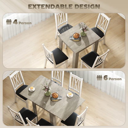 Folding Dining Table for 4-6, Rectangular Extendable Drop Leaf Table for Small Spaces, 140 x 80 x 77.5 cm