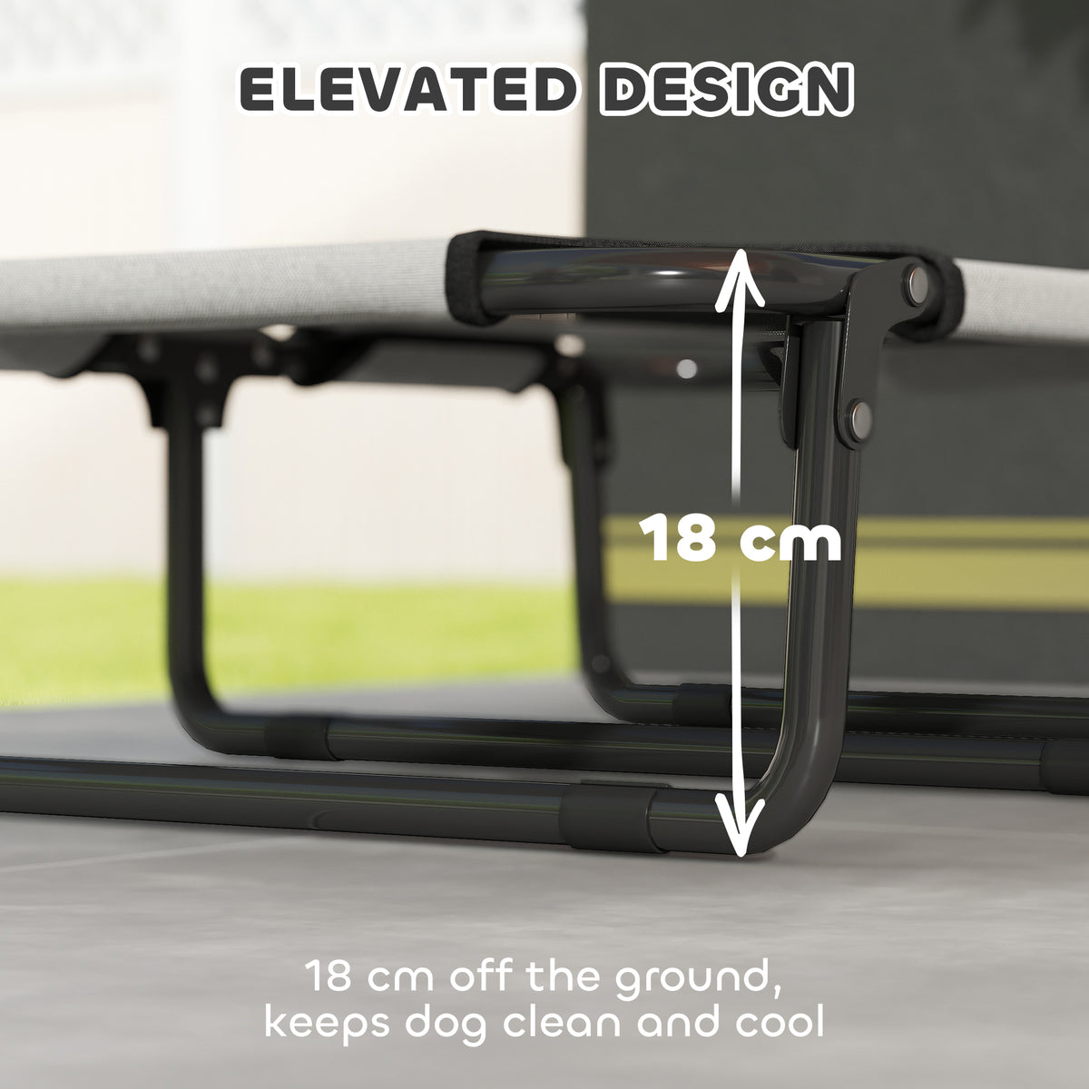 Portable Raised Dog Bed, Elevated Pet Cot with Breathable Mesh for Indoor Outdoor, for Small Medium Dogs, Light Grey