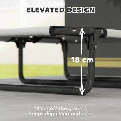 Portable Raised Dog Bed, Elevated Pet Cot with Breathable Mesh for Indoor Outdoor, for Small Medium Dogs, Light Grey