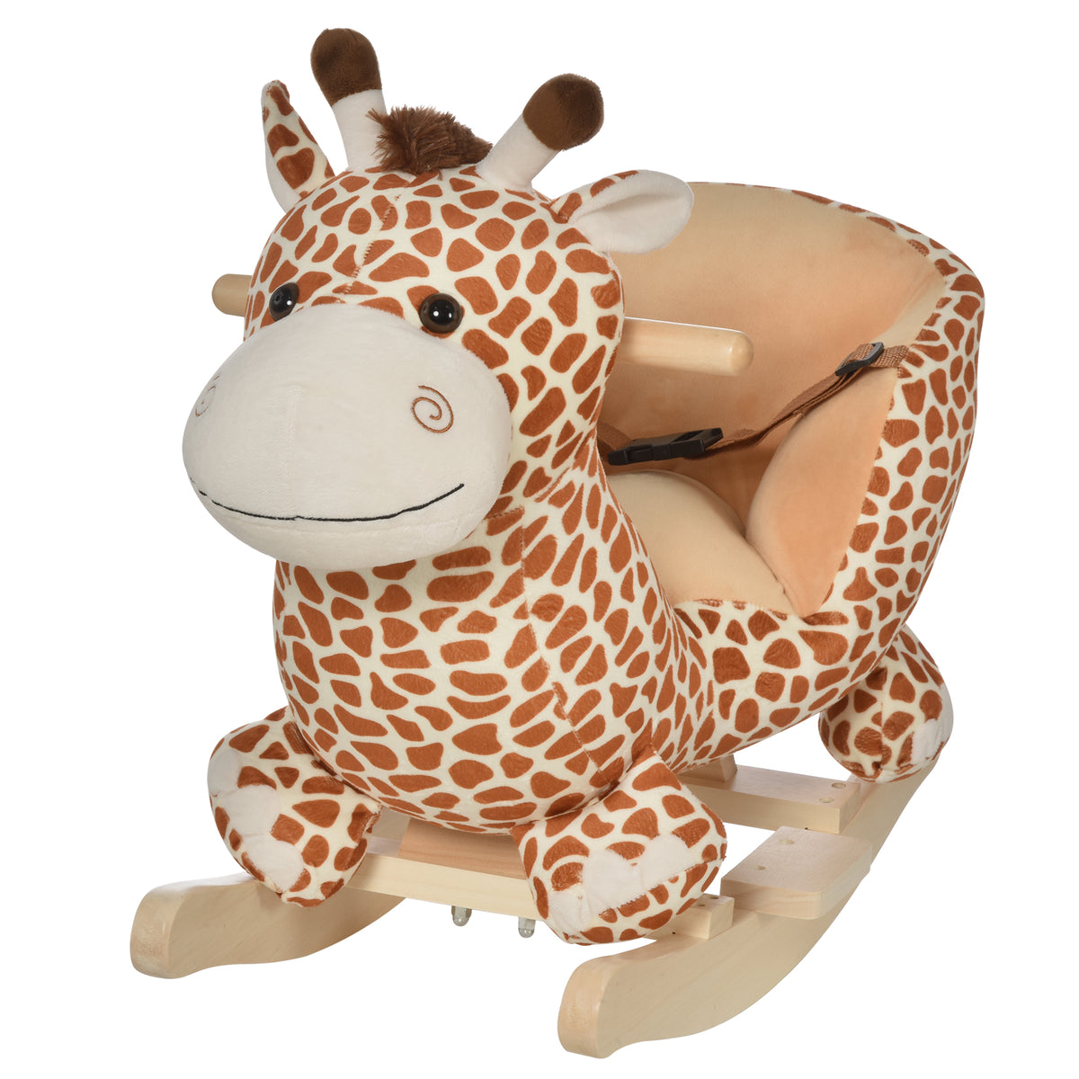 Kids Rocking Horse, Giraffe Plush Ride-On Toy with Music, Soft Touch & Seat Belt, Toddler Baby Gift for 18M+