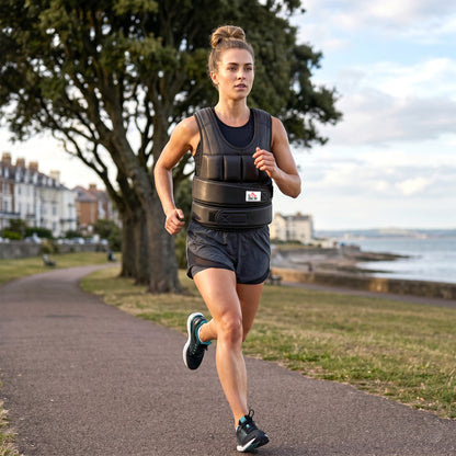 10kg Weighted Vest, Adjustable Running Weight Vest with 38 Weight Bags for Men or Women Cardio Exercise, Black