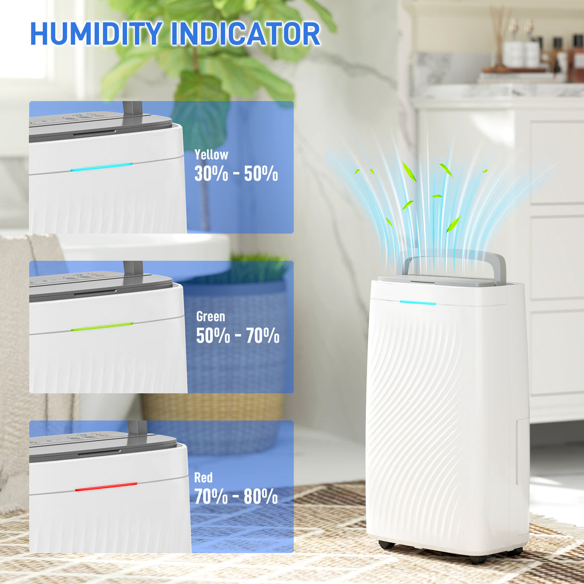 16L Multi-Mode Dehumidifier, with Wheels - White