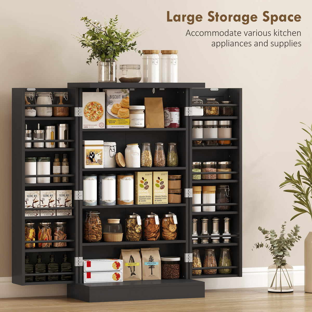 Kitchen Cupboard, Freestanding Multi-Storage Kitchen Pantry Cabinet with Adjustable Shelves