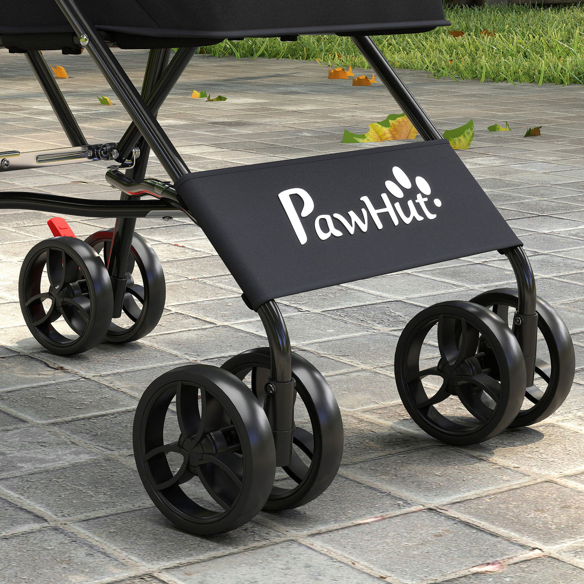 Dog Stroller, Foldable Cat Dog Pram for Miniature Breeds, Pet Stroller with Brake, Mesh Windows
