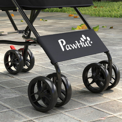 Dog Stroller, Foldable Cat Dog Pram for Miniature Breeds, Pet Stroller with Brake, Mesh Windows