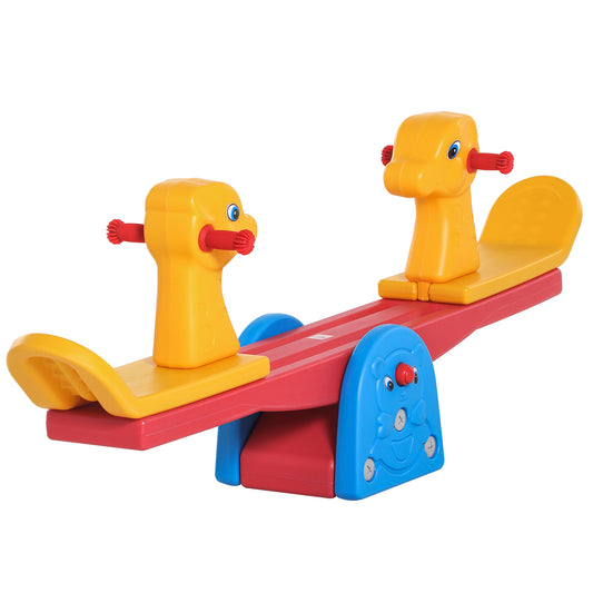 Kids Seesaw Teeter Totter 2 Seats with Easy-Grip Handles, Indoor Outdoor Living Room Playroom Garden, for 1-4 years old