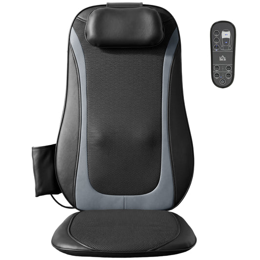 Back Massager with Heat, Deep Tissue Kneading Massage Chair with 3-Level Seat Vibration, Massage Chair Pad for Back Pain