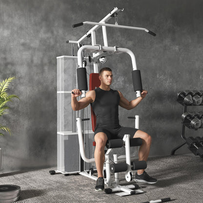 Home Multi Gym Large Multifunction Sturdy Strength Training Machine for Home Workout, White