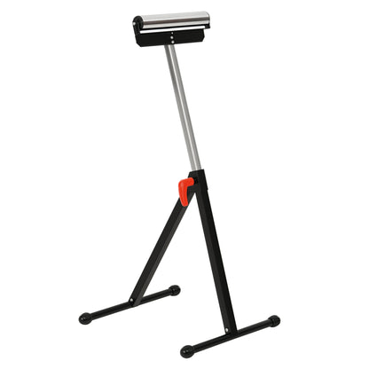 Folding Roller Stand, Material Support Pedestal with Ball Bearing Roller Height Adjustable Portable, Metal Construction, Black