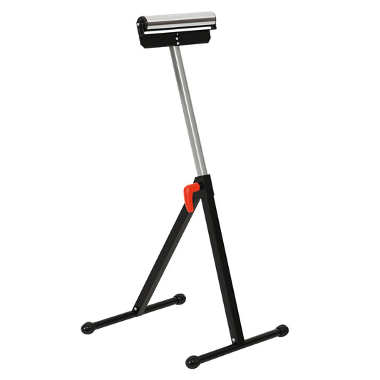 Folding Roller Stand, Material Support Pedestal with Ball Bearing Roller Height Adjustable Portable, Metal Construction, Black
