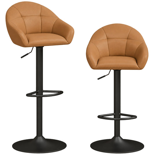 Bar Stools Adjustable Heights Breakfast Bar Stools Backrest Armrests Set of 2
