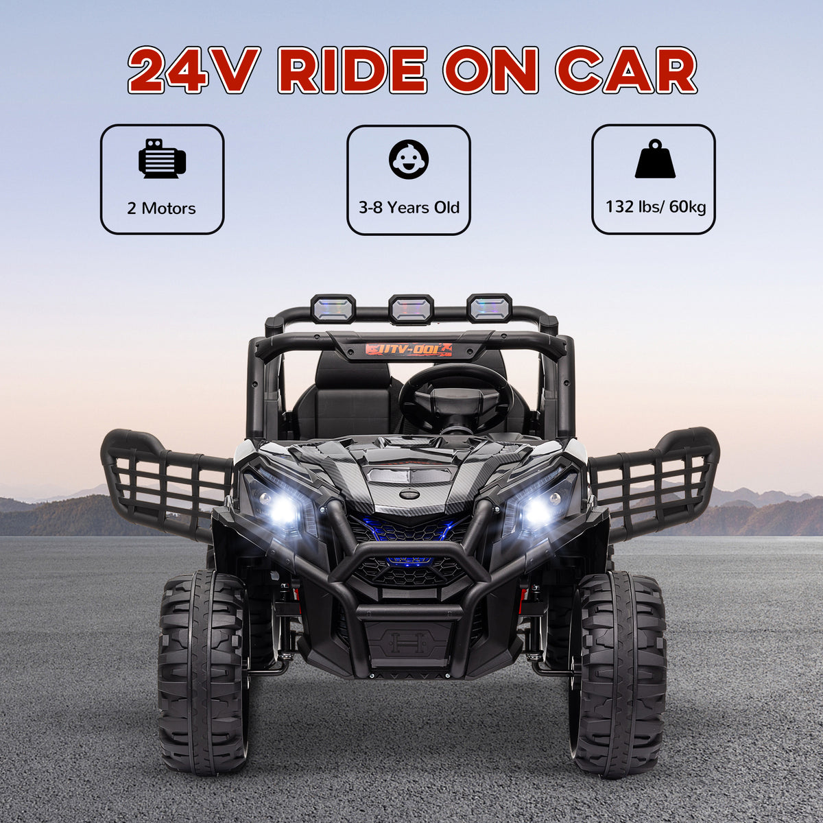 24V 2 Seater Kids Electric Car with Remote Control, Suspension System, Slow Start, 3 Speeds, for 3-8 Years