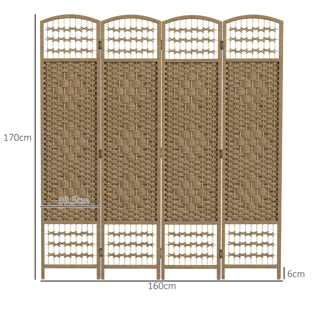 4 Panel Folding Room Divider, Privacy Screen, Paravent Partition Separator for Living Room, Bedroom, Natural