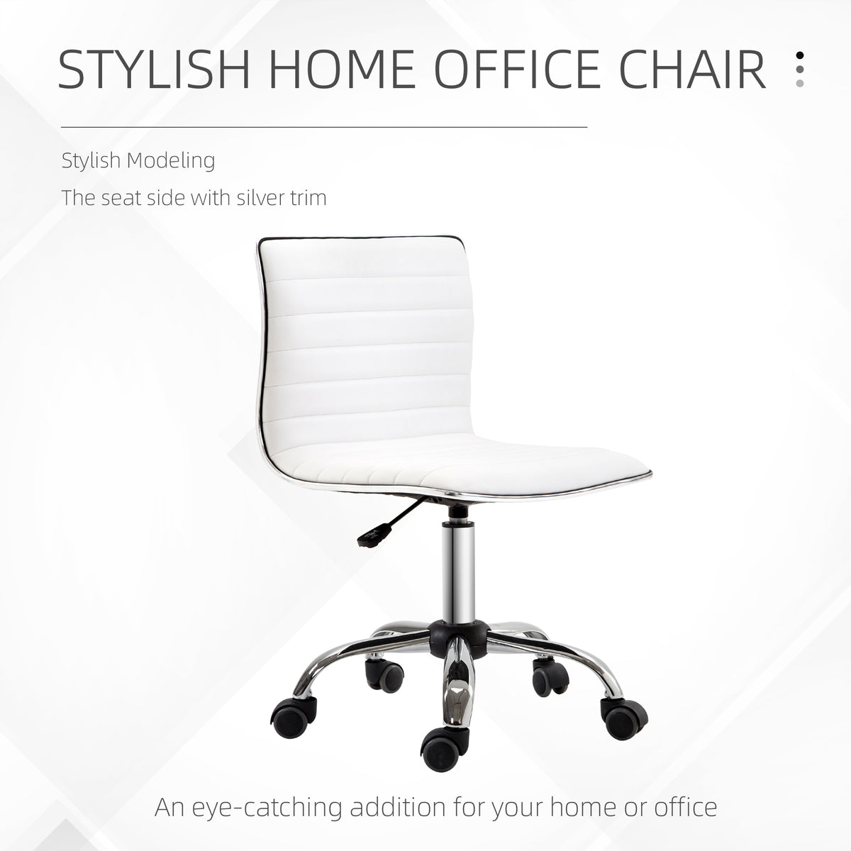 Adjustable Swivel Office Chair with Armless Mid-Back in PU Leather and Chrome Base