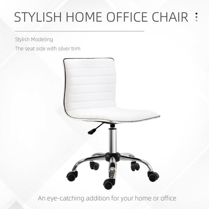 Adjustable Swivel Office Chair with Armless Mid-Back in PU Leather and Chrome Base