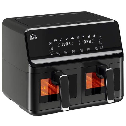 8L Dual Basket Air Fryer, 8-in-1 Air Fryer Oven with Digital Display, Visible, Timer, Preheat for Oil Free Low Fat Cooking, 2500W, Sync Finish, Sliver