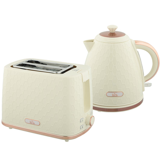 1.7L 3000W Fast Boil Kettle & 2 Slice Toaster Set, Kettle and Toaster Set with Auto Shut Off, Browning Controls