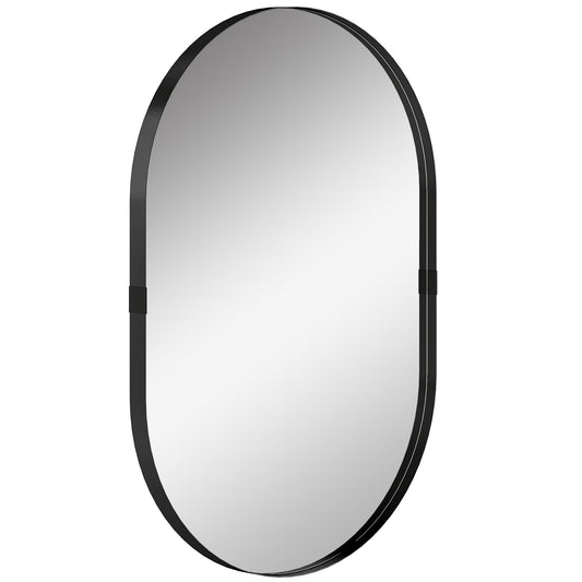 Wall Mirror, Bathroom Mirror with Elevated Aluminium Alloy Frame, 60 x 90 cm