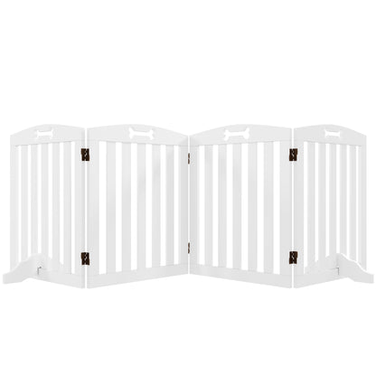 Wooden Dog Gate, Freestanding Pet Gate with Support Feet for Doorways, Hallways, Stairs, 207.5L x 61H cm, White