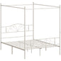 Canopy Bed Frame Double Size, Metal Platform Bed Frame with Headboard and Footboard, Underbed Storage, White