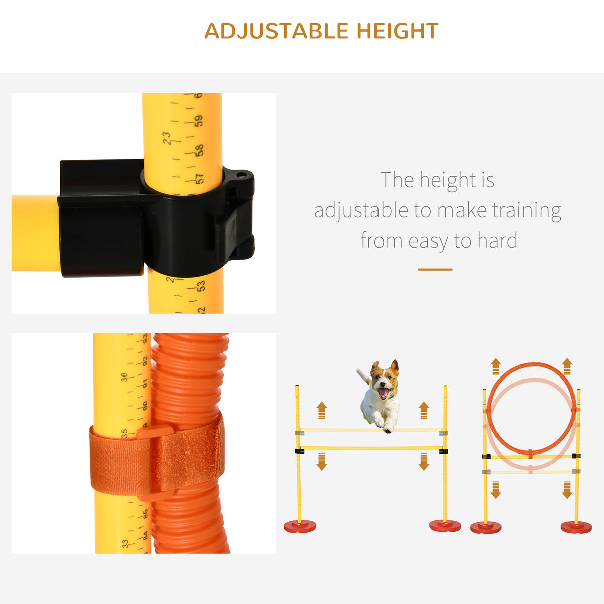 Dog Agility Equipment Training Portable Obstacle for Pet w/Adjustable Hurdles, Jumping Ring, Weave Poles