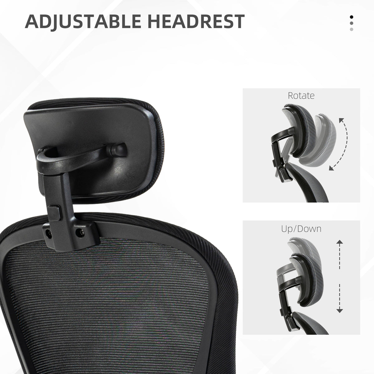 Multi-Adjustable Office Chair, with Lumbar Support, Headrest and Mesh Back