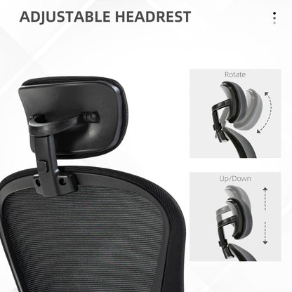 Multi-Adjustable Office Chair, with Lumbar Support, Headrest and Mesh Back
