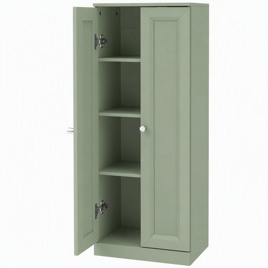 Narrow Bathroom Cabinet, Slim Storage Cabinet with 2 Doors & 4 Tiers, Freestanding Narrow Cupboard