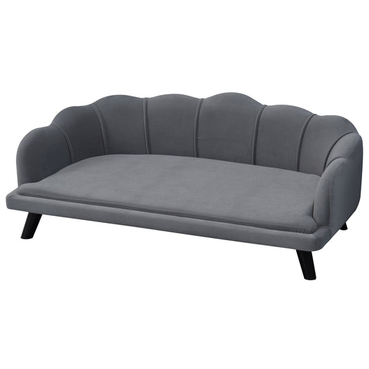 Dog Sofa, Pet Couch Bed for Medium, Large Dogs, with Legs, Cushion - Grey
