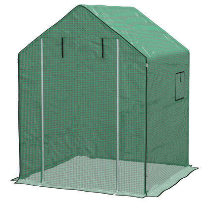 Greenhouse Cover Replacement Walk-in PE Hot House Cover with Roll-up Door and Windows, 140 x 143 x 190cm