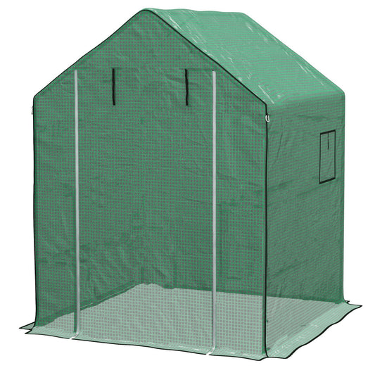 Greenhouse Cover Replacement Walk-in PE Hot House Cover with Roll-up Door and Windows, 140 x 143 x 190cm