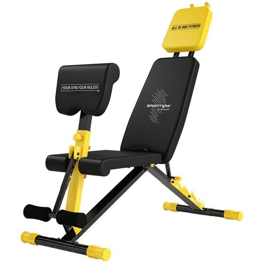 Adjustable Weight Bench for Home Gym, 300kg Incline Decline Flat Foldable Bench Press with 6 Backrest Positions, Yellow