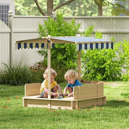 Kids Square Wooden Sandpit, Children Sandbox Outdoor Playset