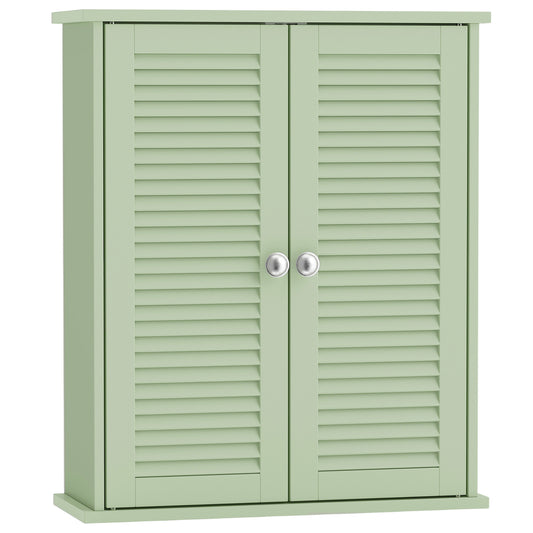 Bathroom Cabinet, Bathroom Wall Cabinet with Louvered Doors and Adjustable Shelf Storage for Kitchen