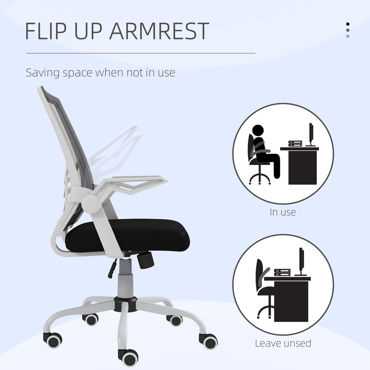 Mesh Office Chair, Computer Desk Chair with Flip-up Armrests, Lumbar Back Support and Swivel Wheels