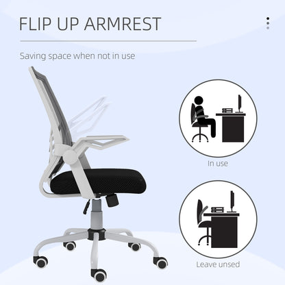 Mesh Office Chair, Computer Desk Chair with Flip-up Armrests, Lumbar Back Support and Swivel Wheels