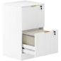 Filing Cabinet, Fluted Vertical File Cabinet with 2 Lockable Drawers and Hanging Rails, White