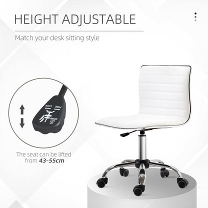 Adjustable Swivel Office Chair with Armless Mid-Back in PU Leather and Chrome Base