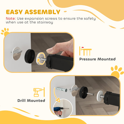 Adjustable Safety Gate w/ One Extensions, Four Adjustable Screws, Black