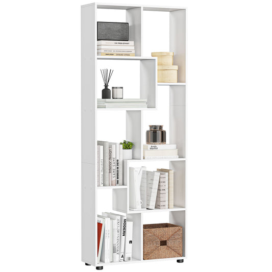Modern Room Divider, Bookshelf, Tall Bookcase for Living Room, Bedroom, Home Office, 70 x 24 x 178 cm, White
