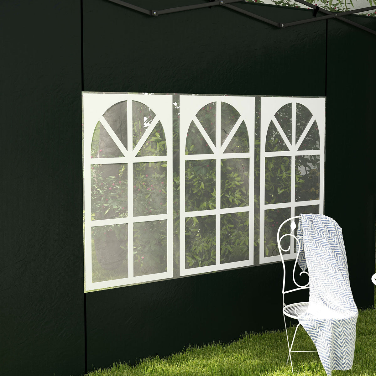 Set of Two 3 x 3m Gazebo Frame Replacement Walls - Green