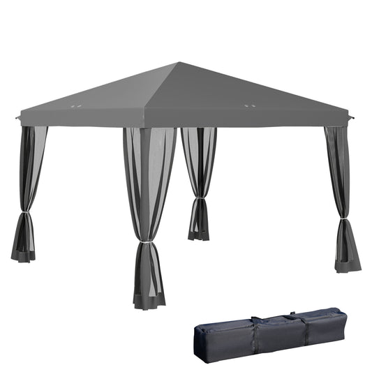3 x 3 m Pop Up Gazebo, 420D Garden Tent Canopy with Removable Mesh Sidewall Netting, Carry Bag for Garden Patio Outdoor, Light Grey