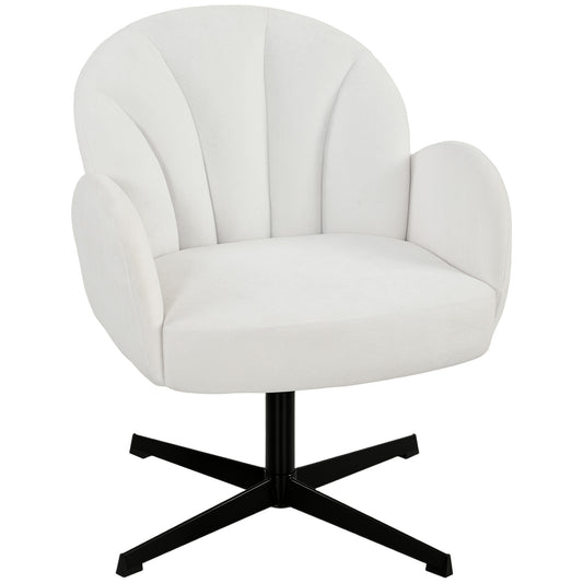 Swivel Accent Chair, Shell-Shaped Armchair with Spring Cushion, Metal Base