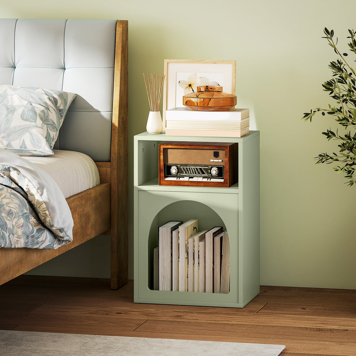 Bedside Table with 2 Open Compartments
