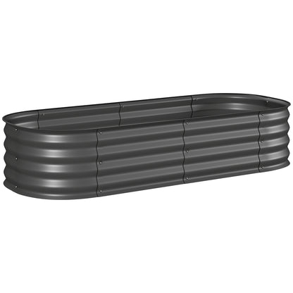 Galvanised Raised Garden Bed, Metal Planter Box with Safety Edging, for Flowers, Herbs, Succulents, Dark Grey